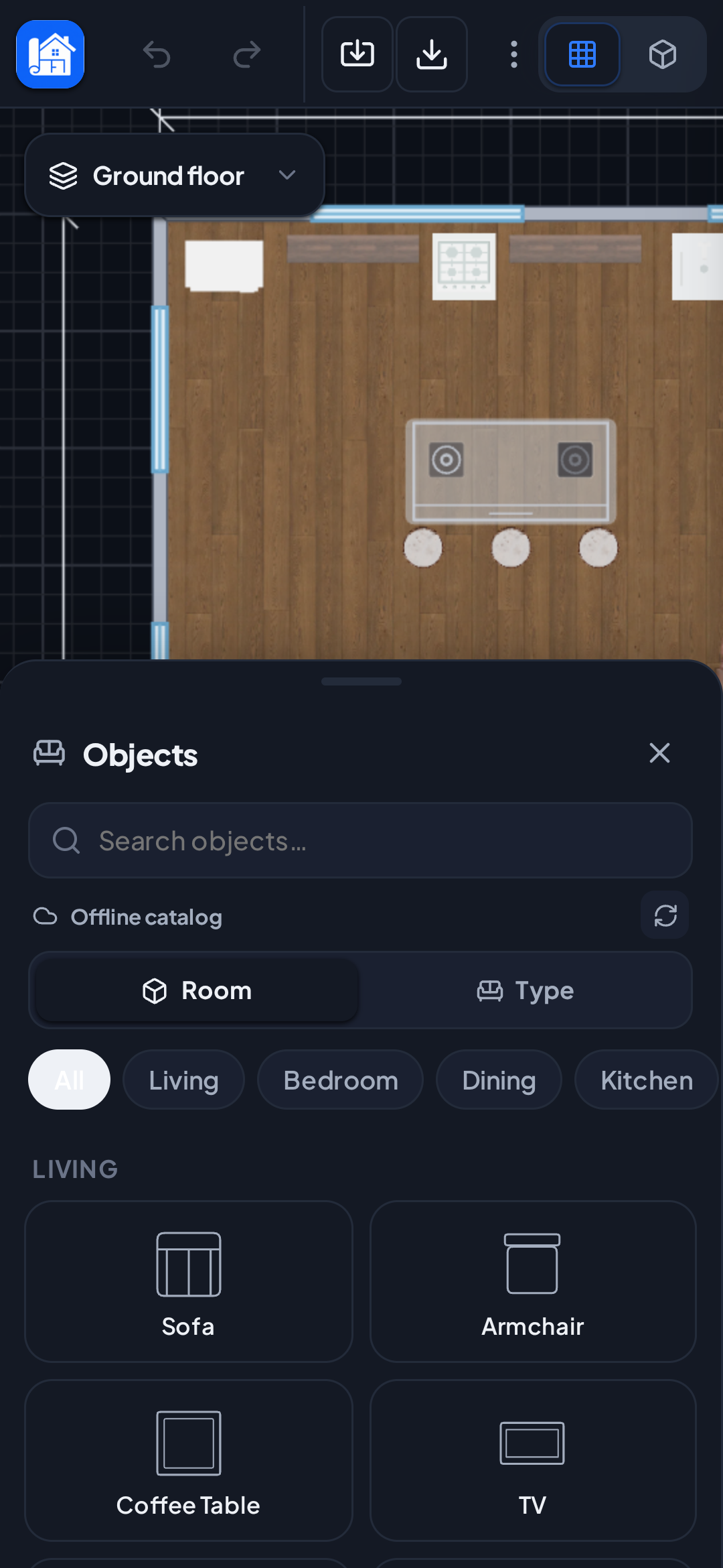 Furniture catalog with real 3D models